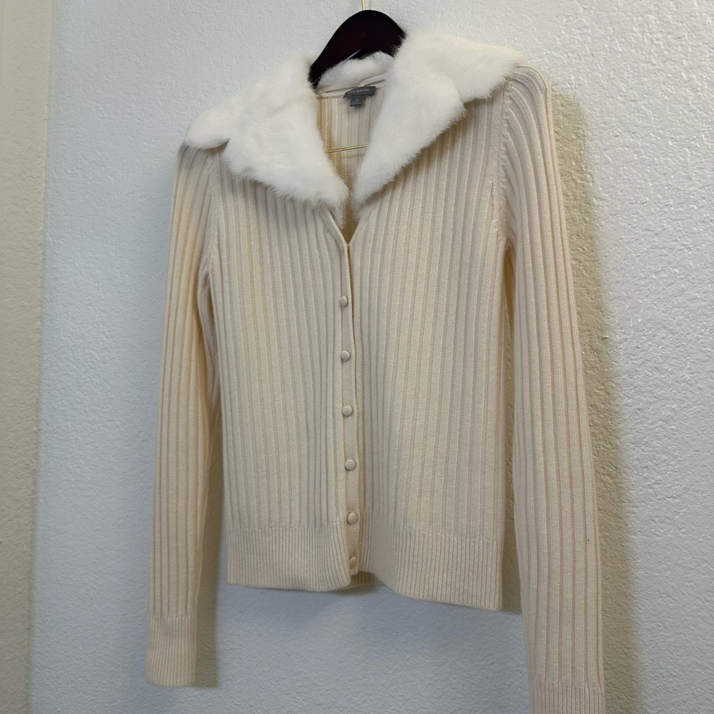 ANN TAYLOR CASHMERE AND RABBIT FUR SWEATER (XS)